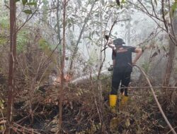 Sigap Cegah Api Meluas, Satgas Aman Nusa II Satbrimob Polda Kalteng Laksanakan Pemadaman dan Pembasahan di Banturung